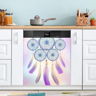 Imagem de ATTX Capa magnética para lava-louças Mardi Gras Dreamcatcher | Adesivo decorativo de eletrodomésticos de 58 x 66 cm para armários domésticos e eletrodomésticos (185)