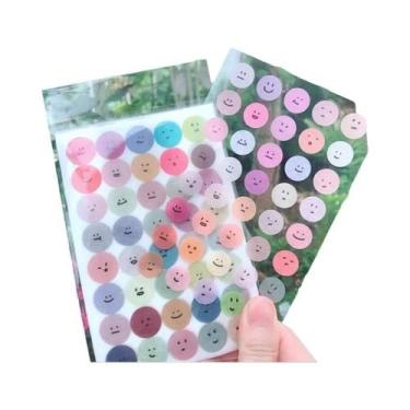 Imagem de Adesivos Redondos Multicoloridos Com Desenhos De Carinha Sorridente, 6