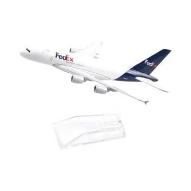 Imagem de Modelo De Avião Em Metal Diecast JASON TUTU A380 FEDEX EXPRESS 16cm Es