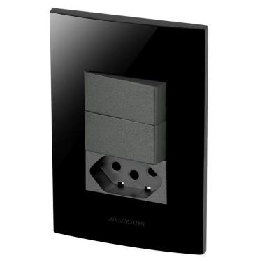 Imagem de Conjunto 2 Simples + 1 Tomada 10A - Inova Black / Grafite