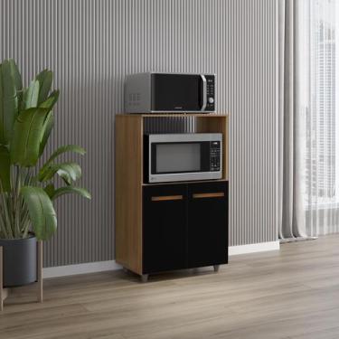Imagem de Balcão Multifuncional Tais Savana Preto  Suporte para Forno e Microond