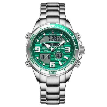 Imagem de Relógio Masculino Lige 0007 à Prova D'água Verde Prateado