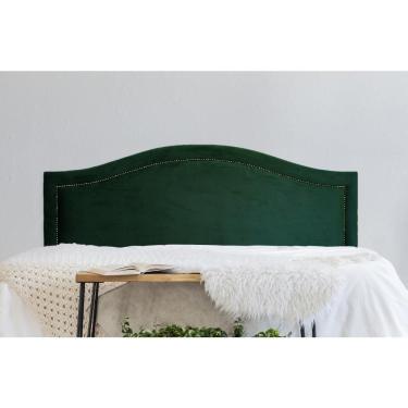 Imagem de Cabeceira Casal Curva Luxo 140x60 Veludo Verde - Tachas Fumê