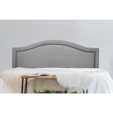 Imagem de Cabeceira Casal Curva Luxo 140x60 Suede Cinza - Tachas Fumê