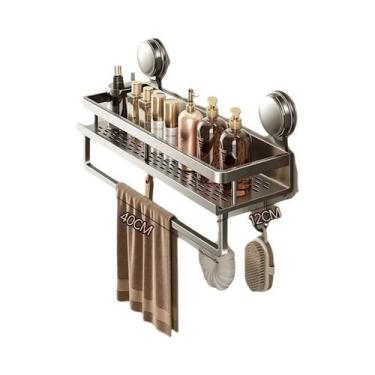 Imagem de Prateleira De Banheiro Com Ventosa Sem Furos, Suporte De Alumínio Susp