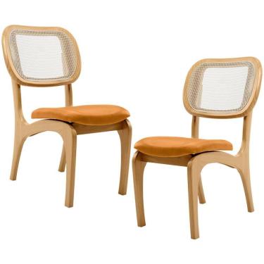 Imagem de Kit 2 Cadeiras Para Sala De Jantar Estofada E Tela Mariah L02 Couríssimo Whisky