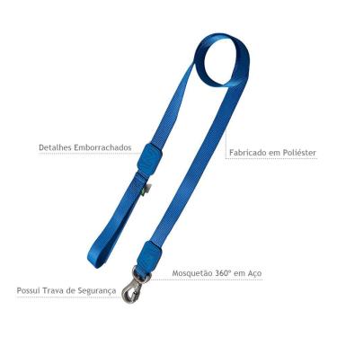 Imagem de Peitoral Em X E Guia Para Cães Raios E Listras Azul - P