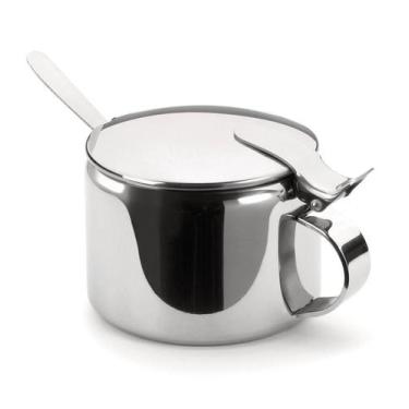 Imagem de Açucareiro Inox Pote Para Açucar 250g Com Colher Aço Inoxidavel Mesa C