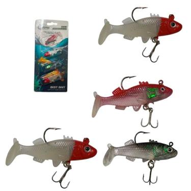 Imagem de Isca Artificial 4 Peixes Pesca Soft Shad Captura Pescaria Esportiva Tucunare  Lambari Tainha Robalo Mar Rio Lago
