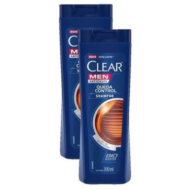 Imagem de kit 2 Shampoo Clear Men Anticaspa Queda Control 200ML