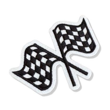 Imagem de CAR045T Bandeiras de Corrida Patch Bordado Termo Adesivo 10,5x5,3 cm -