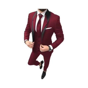 Imagem de Conjunto De Terno Slim Fit Masculino De 3 Peças: Blazer, Colete E Calç