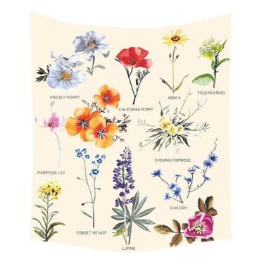 Imagem de Tapeçaria, flores, plantas, microtecido, 150x150cm, decoração de quart
