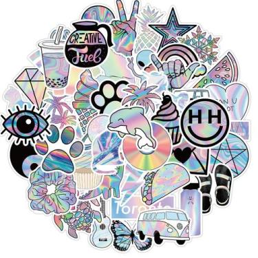 Imagem de Pacote de adesivos: decalque holográfico de grafite moderno, 50 unidad