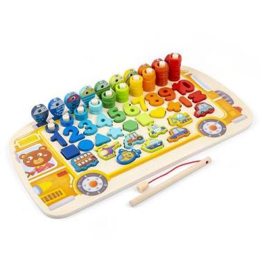 Imagem de Tabuleiro de contagem de ônibus ocupado de madeira para brinquedos mat