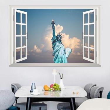 Imagem de Adesivos de parede 3D com efeito de janela Estátua da Liberdade 60x90c