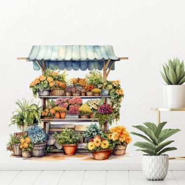Imagem de Adesivos de parede para plantas autoadesivas de PVC com suporte de flo