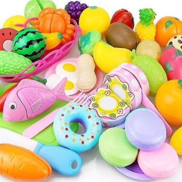 Imagem de Brinquedos cortados de frutas e vegetais fingem ser cozinha - Gloome S