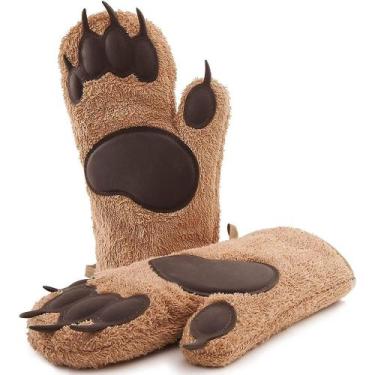Imagem de Luvas de cozimento Esigner Bear Cotton Silicone 210g marrons - Gloome 