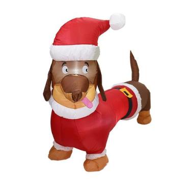 Imagem de Cão de salsicha de Natal inflável de 5 pés de comprimento co - Gloome 