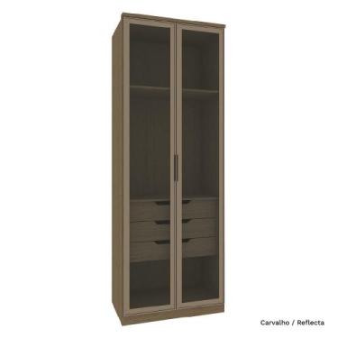 Imagem de Guarda Roupa Modulado 02 Portas de Vidro 245cm 03 Gavetas Setiba - Móv