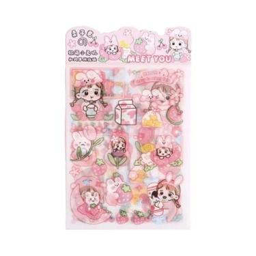 Imagem de Pacote De Adesivos Decorativos PET Rosa Kawai 4 Peças Para Scrapbookin