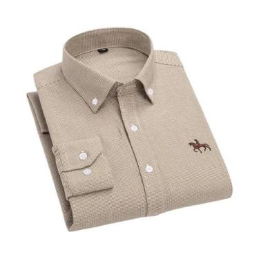 Imagem de Camisa Oxford De Algodão Masculina De Manga Longa, Confortável, Respir
