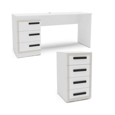 Imagem de Conjunto de Escritório Escrivaninha 163cm e Gaveteiro 40cm Valência Po