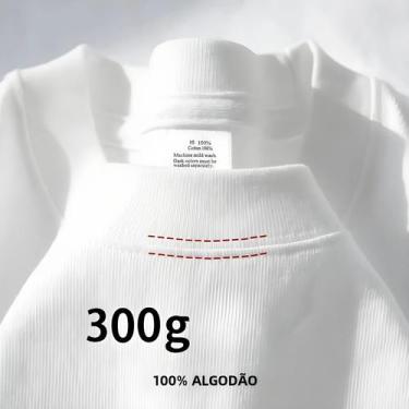 Imagem de Camiseta Masculina De Algodão Pesado 300g, Manga Curta, Gola Redonda, 