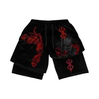 Imagem de Shorts De Treino Esportivos Masculinos plus Size Y2K Anime Maniac Para