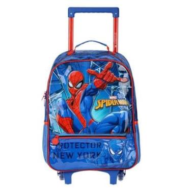 Imagem de Mochila Com Rodas Escolar Xeryus Spider Man Azul Infantil Super Herói Marvel Homem Aran...