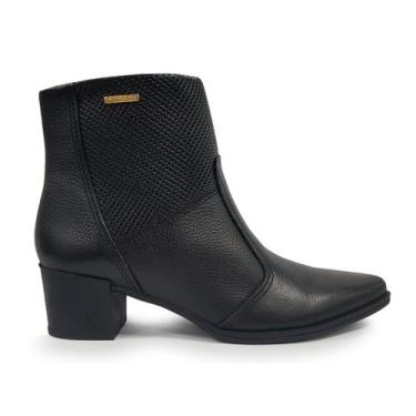 Imagem de Bota Pegada Feminina Bico Fino em Couro 280502 33/40, Preto, 37