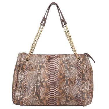 Imagem de Bolsa de Ombro Feminina Jorge Bischoff Florença Couro Cobra Python, Ma
