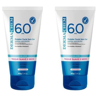 Imagem de Kit 2 Protetor Solar Facial FPS 60 UVA+UVB Dermachem 40g