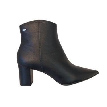 Imagem de Bota Feminina Cano Curto Bico Fino Couro Salto Grosso Confort - Parô 3