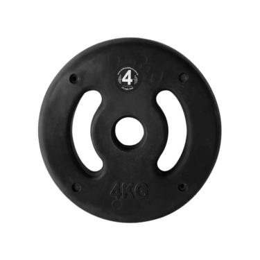 Imagem de Anilha de Ferro Fundido Injetada com Alça Lateral 4kg 0.331A para Treinos Funcionais Preto Anilhas Fitness