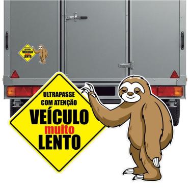 Imagem de Adesivo Decorativo Vinil Traseiro Veículo Muito Lento Ultrapasse com Atenção Automotivo Teu Adesivo