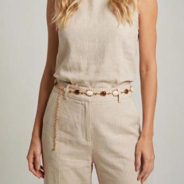 Imagem de Cinto Feminino Corrente Com Pedrarias Boho Chic - Lika Bijuterias, Beg
