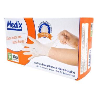 Imagem de Luva Látex Com Pó Medix 100un Não Cirúrgico Pp P M G, Branco, P