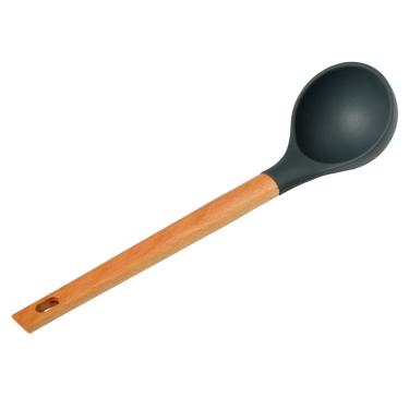 Imagem de Concha de Silicone com Cabo Madeira Ginger Cazza Cinza