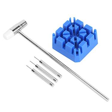 Imagem de Conjunto de ferramentas de reparo de relógio Garosa 6 peças, removedor de link de relógio, suporte de ajuste de banda kit de remoção de pino de perfuração de martelo para ajuste de pulseira de relógio e reparo de relógio, conjunto de ferramentas abrangente