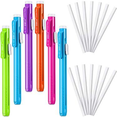 Imagem de Caneta apagadora de 36 peças, inclui 6 canetas coloridas e 30 refis de caneta apagadora, caneta apagadora de lápis, apagador de caneta retrátil, apagador mecânico de arte, apagador de arte para escritas em escritórios escolares (cor sólida)