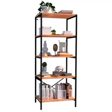 Imagem de Estante Livreiro Multiuso Estilo Industrial 150cm 5 Prateleiras Trento Demolição - Arte...