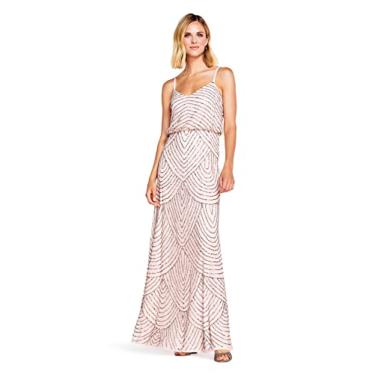 Imagem de Adrianna Papell Vestido feminino longo com contas, Blush/dourado, 54