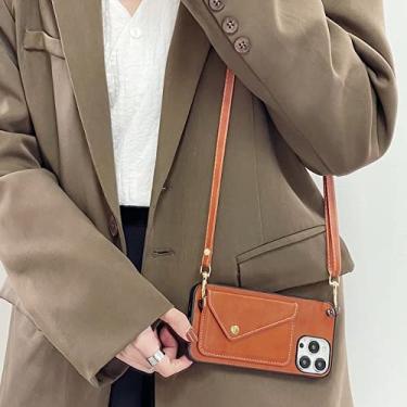 Imagem de Lente da câmera Cartão Carteira Colar Crossbody Colar Soft Phone Case para Iphone 13 12 Pro Max 11 Mini X XR XS 7 8 Plus SE 10 Capa, marrom, para iphone 13ProMax