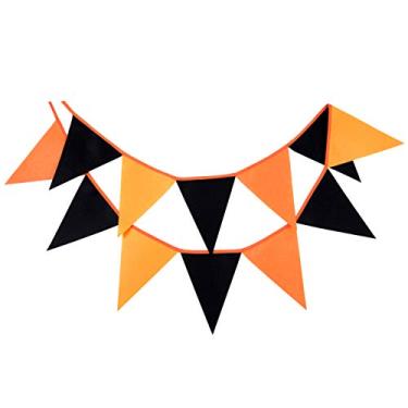 Imagem de Banner de feltro preto e laranja para decoração de festa de Halloween