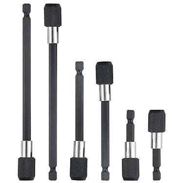 Imagem de XINGYHENG 6 peças 2 conjuntos 1/4 polegada haste hexagonal broca de chave de fenda magnética soquete de barra de liberação rápida adaptador de mandril de extensão magnética 60 mm/100 mm/150 mm para parafusos porcas furadeira manual