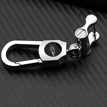 Imagem de YJADHU Capa de couro para chave de carro, apto para VW Golf 5 7 Bora MK6 7 Jetta Polo Passat B5 B6 B8 Skoda Octavia A5 Fabia SEAT Ibiza Leon, chaveiro prata