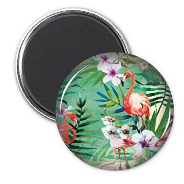 Imagem de Adesivo de decoração de flamingo animal de geladeira com plantas tropicais