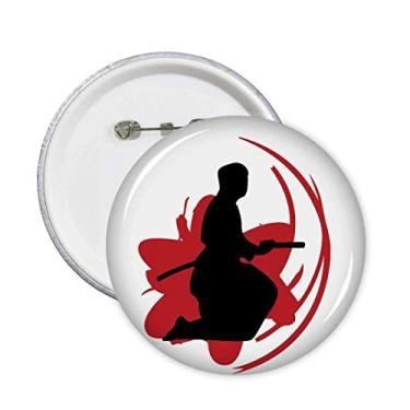 Imagem de Bushido Samurai Katana Sakura Outline Japonês Broche Emblema Emblema Acessório Decoração 5 peças